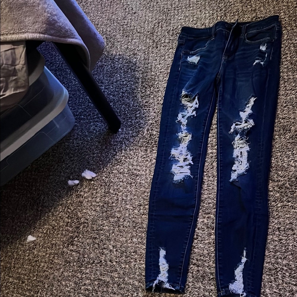 Distressed Blue Jeans